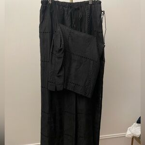 floral-embroidered skirt and top set